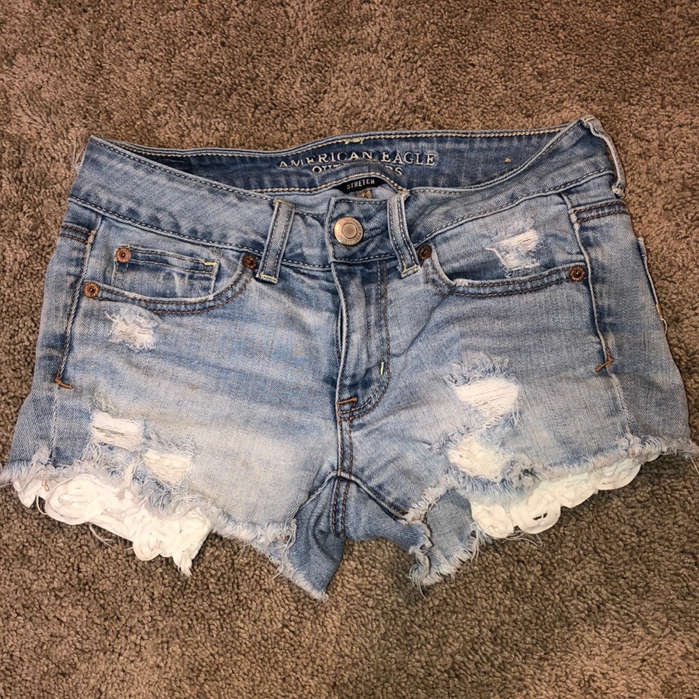 American eagle jean shorts with rips